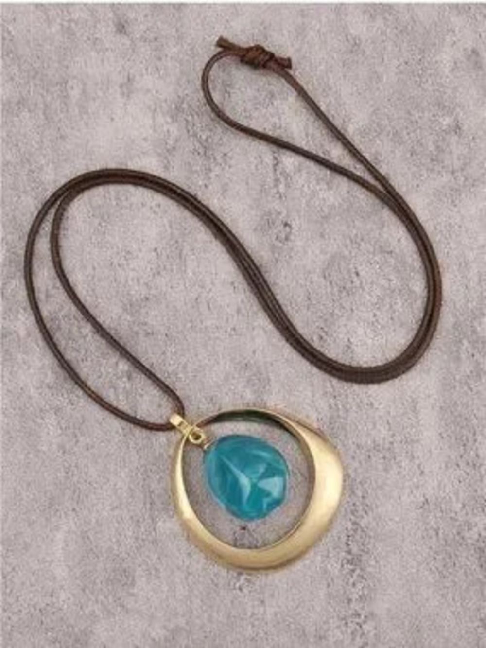 Anthropologie Gold Color Teardrop Pendant Necklace with Teal Stone - Women